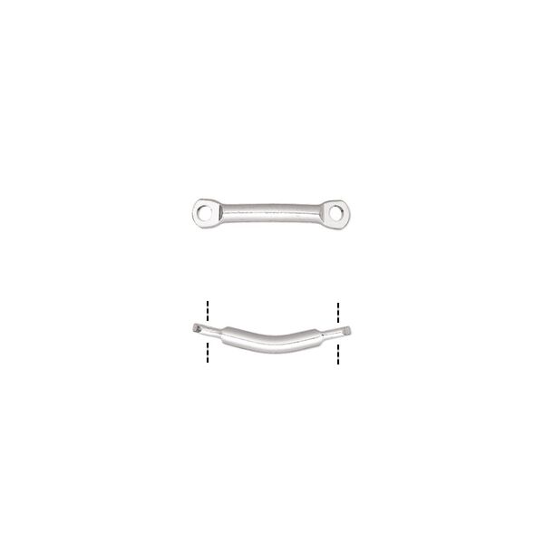 Link, silver-plated brass, 25.5x5mm curved bar. Sold per pkg of 10. image number 0