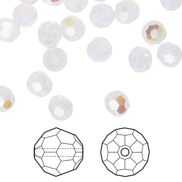 Bead 360pk white opal shimmer, Swarovski® 6mm round 5000 image number 0