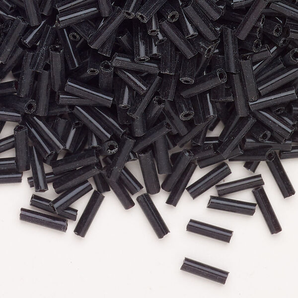 Bead, Ming Tree™, bugle bead, glass, pkg/1/4 pound, 1/4 inch, opaque black. image number 0