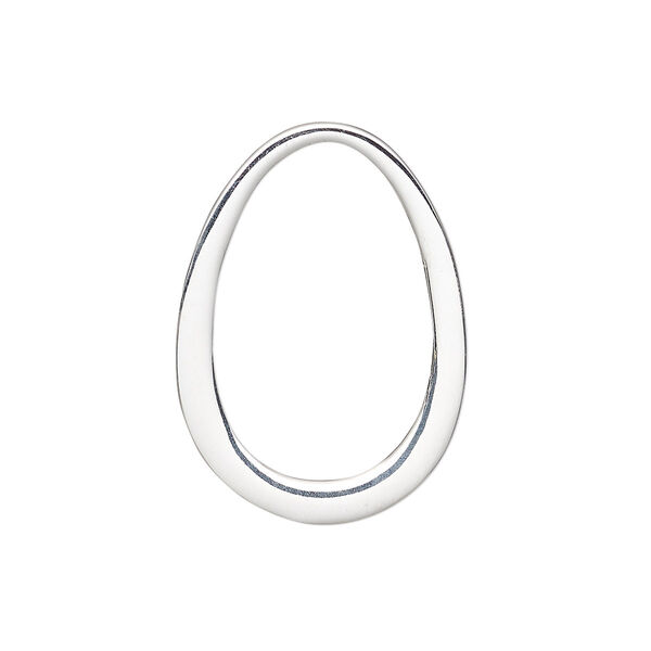 Component, sterling silver, 29.5x21mm open teardrop. Sold individually. image number 0
