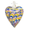Focal, lampworked glass 1pkg1, opaque and translucent red / multicolored, 42x29mm-44x31mm single-sided heart with swirl design. image number 1