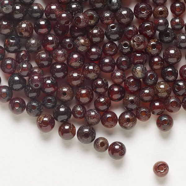 Bead 1pkg1 garnet, 3.5-4.5mm round C grade, 1 ounce dyed image number 0