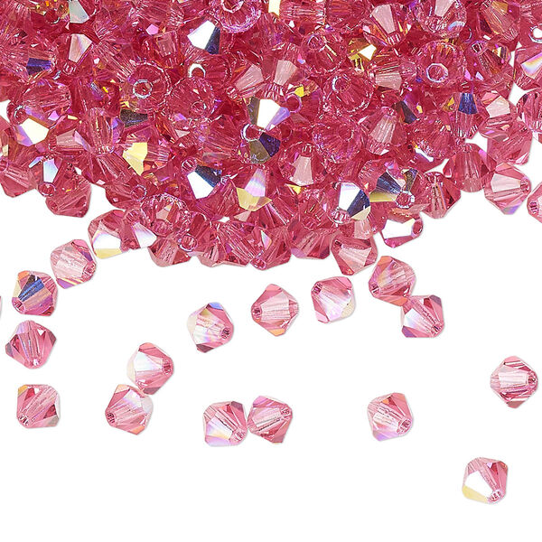 Bead 144pk rose AB, Preciosa Czech crystal 4mm bicone image number 0