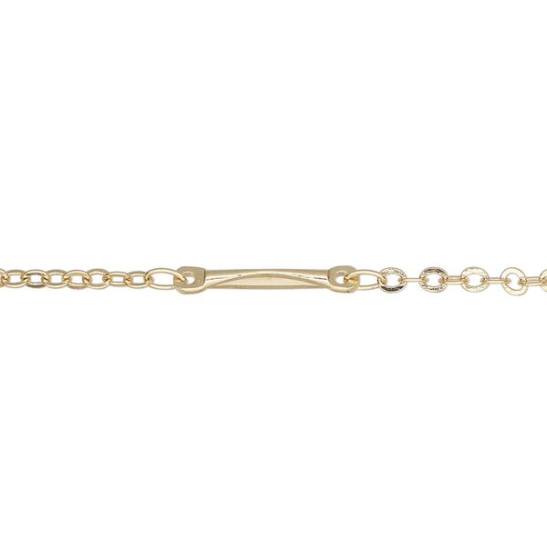 Chain, gold-finished brass, 2mm bar and link, 5 inches. Sold individually. image number 0