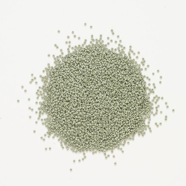 Seed bead, Preciosa Ornela Czech glass, 1pkg50g, 2.0-2.2mm rocaille, opaque matte terra dyed pale eucalyptus chalkwhite (06453) image number 1