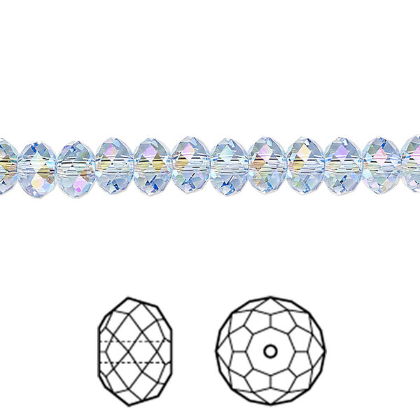Bead 144pk light sapphire shimmer 2X, Crystal Passions® 6x4mm rondelle 5040 image number 0