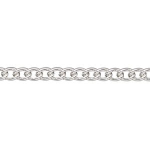 Chain 1pkg1 silver-plated curb, 4mm, steel 5 foot unfinished