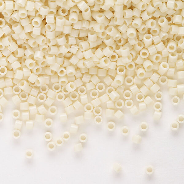 Seed bead, Delica®, glass, pkg/50g, #10 round, opaque ivory (DBM-0732). image number 0