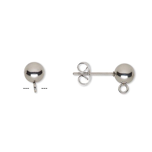 Earstud, stainless steel, 6mm ball with open loop. Sold per pkg of 10 pairs. image number 0