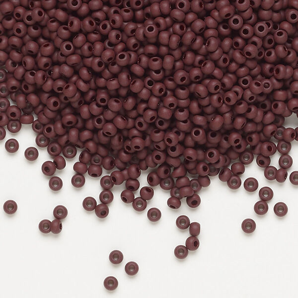 Seed bead, Preciosa Ornela Czech glass, pkg/500g, #11 rocaille, opaque matte dark brown, (13780). image number 0