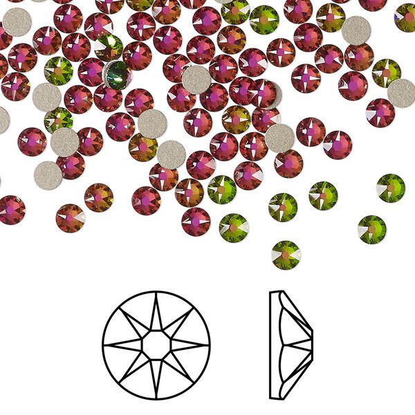 Flat back 1440pk crystal vitrail medium foil back, Swarovski® 3-3.2mm rose round SS12 2088 image number 0