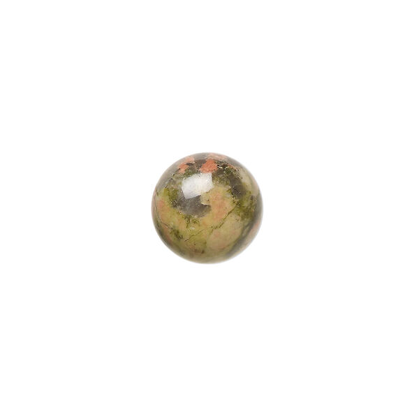 Cabochon, unakite (natural), 10mm calibrated round, B grade, Mohs hardness 6 to 7. Sold per pkg of 10. image number 0