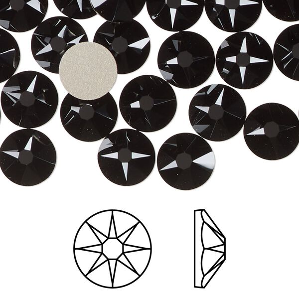 Flat back 144pk jet foil back, Swarovski® 8.412-8.672mm rose round SS40 2088 image number 0