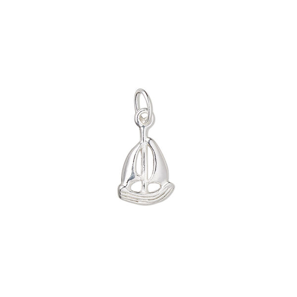 Charm, sterling silver, 10x8mm sailboat. Sold per pkg of 6. image number 0