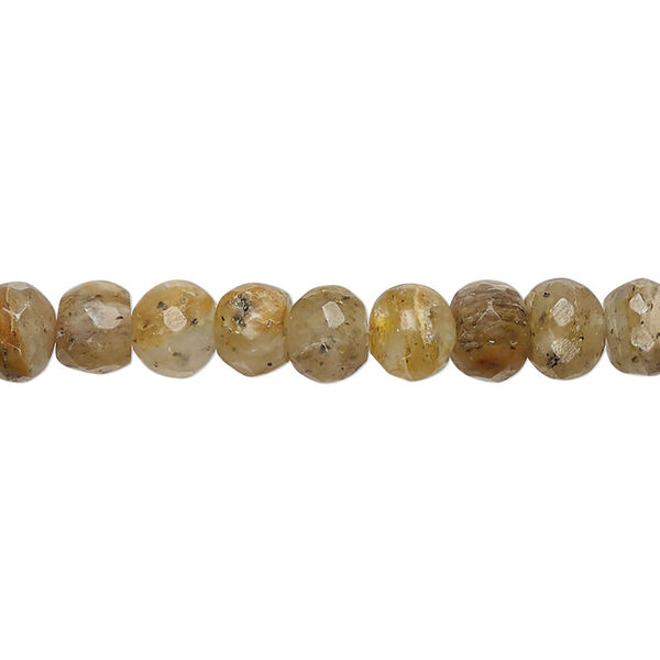 Bead, moss golden beryl (natural/heated), dark, 5x3mm-7x5mm hand-cut faceted rondelle, C- grade, Mohs hardness 7-1/2 to 8. Sold per 14-inch strand, approximately 90 beads. image number 0