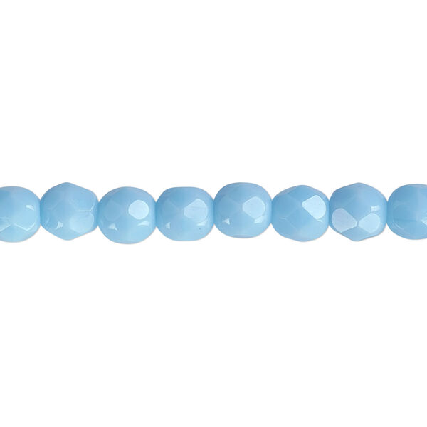 Bead, Czech fire-polished glass, opaque turquoise blue, 6mm faceted round. Sold per pkg of 1,200 (1 mass). image number 0
