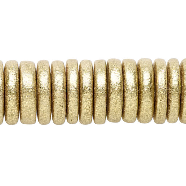 Taiwanese cheesewood 1pkg1, hand-cut painted rondelle bead 8 inch frosted yellow gold 15x4mm image number 0