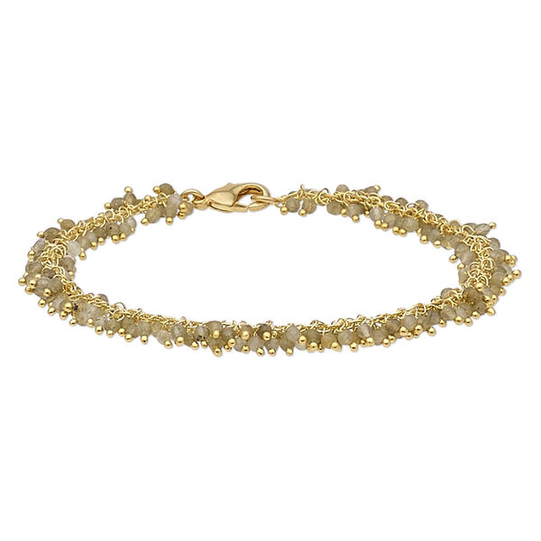 Bracelet, labradorite (natural) and gold-finished brass, 8mm wide with 2mm faceted round, 7-1/2 inches with lobster claw clasp. Sold individually. image number 0