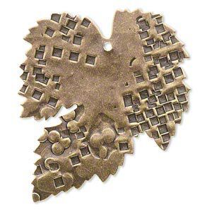 Focal, brass, 45x41mm single-sided flat leaf with pressed abstract design and 1.75mm hole. Sold per pkg of 2.