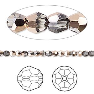 Bead 144pk crystal rose gold 18Kt gold-plated, Crystal Passions® 3mm round 5000