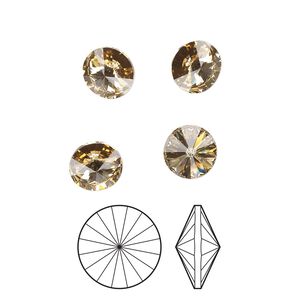 Chaton 4pk light Colorado topaz foil back, Preciosa MAXIMA Czech crystal rhinestone 14mm rivoli
