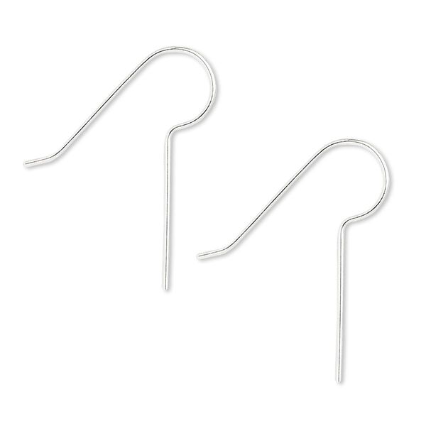 Ear wire, sterling silver, 25mm fishhook with 16mm shank, 22 gauge. Sold per pkg of 10 pairs. image number 0