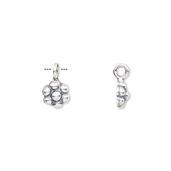Charm, antiqued sterling silver, 6x6mm flower. Sold individually. image number 0
