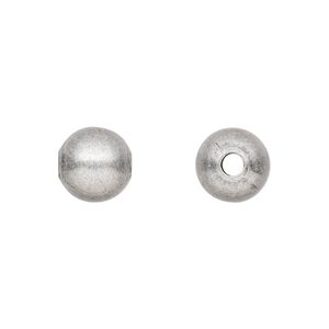 Bead, antique silver-plated brass, 10mm round. Sold per pkg of 10.