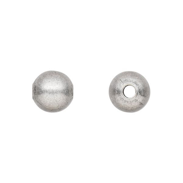 Bead, antique silver-plated brass, 10mm round. Sold per pkg of 10. image number 0