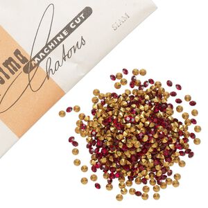 Chaton 1440pk Siam foil back, vintage Preciosa Czech crystal rhinestone 3.8-4mm round SS16