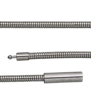 Chain, gunmetal-plated brass, 3mm omega, 7-1/2 inches with pop-style clasp. Sold individually.