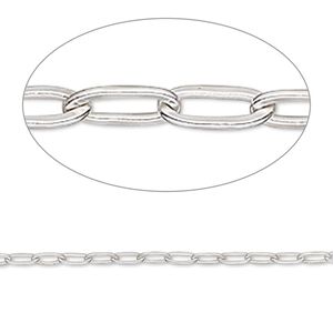 Chain 1pkg1 sterling silver cable, 2mm flat oval, 50 foot unfinished