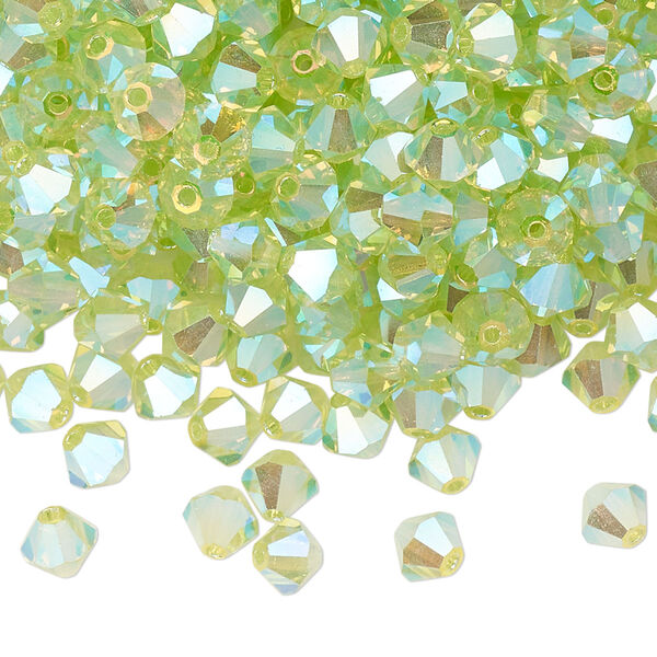 Bead 576pk limecicle AB 2X, Preciosa Czech crystal 5mm bicone image number 0