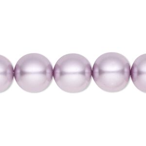 Bead, crystal pearl, lilac, 12mm round. Sold per 15-1/2" to 16" strand, approximately 30 beads.