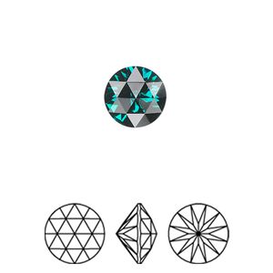 Round stone 2pk emerald foil back, Crystal Passions® 10mm rose cut round 1401