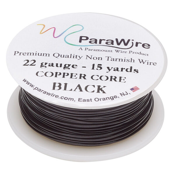 Wire, ParaWire™, black enamel copper, round, 22 gauge. Sold per 15-yard spool. image number 0
