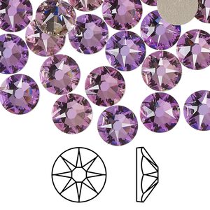 Flat back 12pk crystal vitrail light foil back, Crystal Passions® 8.412-8.672mm rose round SS40 2088