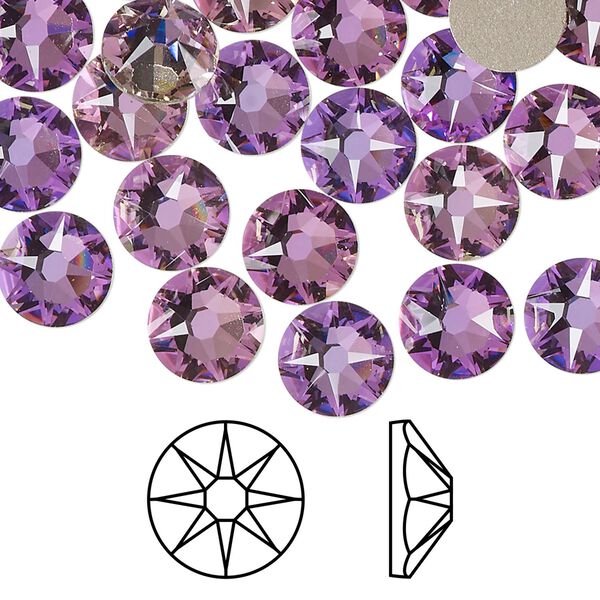 Flat back 12pk crystal vitrail light foil back, Crystal Passions® 8.412-8.672mm rose round SS40 2088 image number 0