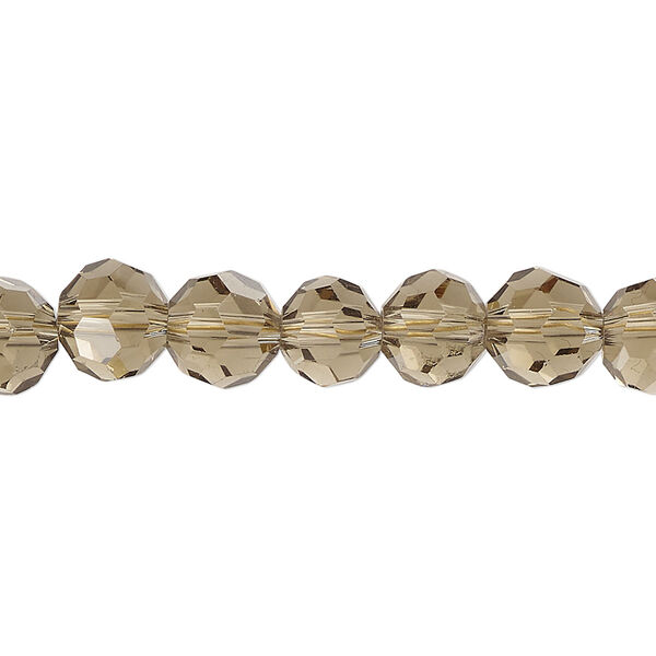 Bead, glass, translucent khaki, 8mm faceted round. Sold per 7-inch strand, approximately 20 beads. image number 0