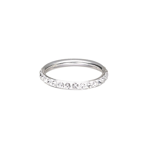 Ring, epoxy / glass rhinestone / sterling silver, clear, 2.75mm wide, size 7. Sold individually. image number 0