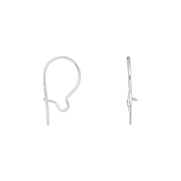Ear wire, sterling silver, 12mm kidney, 24 gauge. Sold per pkg of 500 pairs. image number 0