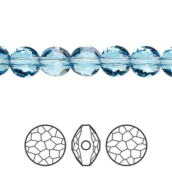 Bead 4pk aquamarine, Crystal Passions® 8mm puffed round 5034 image number 0