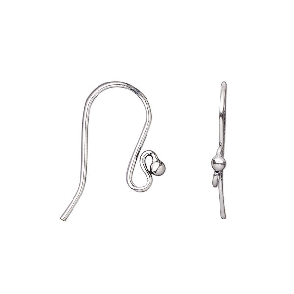 Ear wire, antique silver-plated copper, 17mm fishhook with 2mm ball and open loop, 20 gauge. Sold per pkg of 10 pairs. image number 0
