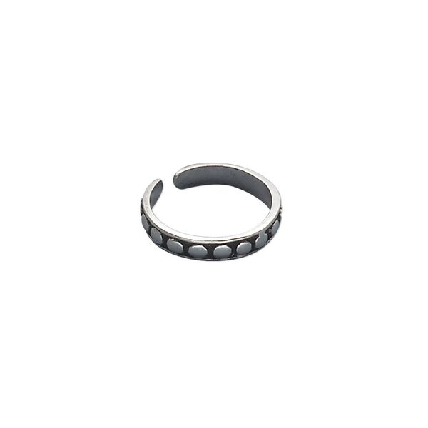 Toe ring, antiqued sterling silver, 3mm wide with dot design, adjustable. Sold individually. image number 0