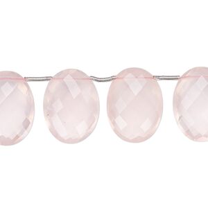 Rose quartz 1pkg9, hand-cut top-drilled faceted puffed oval bead natural graduated 14x10mm-16x12mm