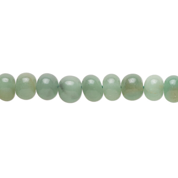 Bead, green chalcedony (dyed), 6x4mm-7x5mm hand-cut rondelle, C grade, Mohs hardness 6-1/2 to 7. Sold per 14-inch strand, approximately 75 beads. image number 0