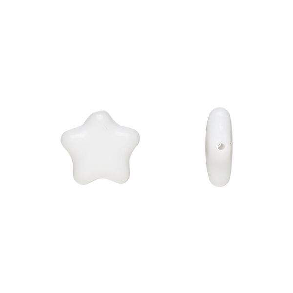 Bead, Czech pressed glass, opaque white, 11x11mm star. Sold per 15-1/2" to 16" strand, approximately 35 beads. image number 0