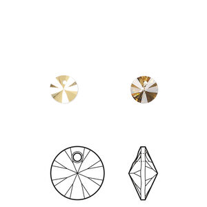 Drop 1pkg12 crystal aurum, Crystal Passions® 6mm pendant mini disk 6428