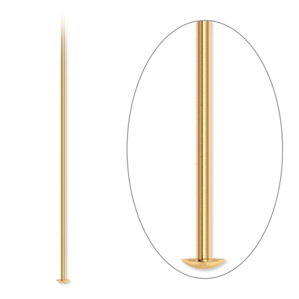 Head pin, gold-plated brass, 2 inches, 21 gauge. Sold per pkg of 500. image number 0