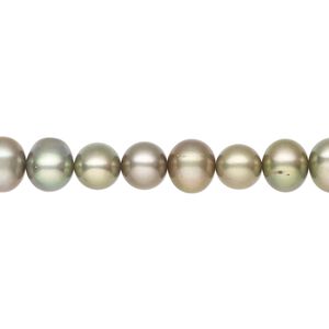 Pearl 1pkg1, cultured freshwater, semi-round C grade, 15 inch 6-7mm dyed dark moss